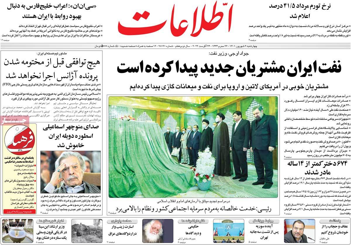 تیتر روزنامه های ۰۱/۰۶/۰۲